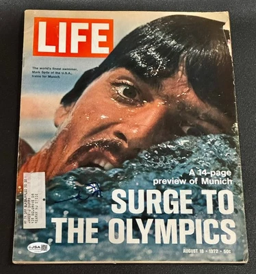 Mark Spitz Auto LIFE MAGAZINE AUGUST 18, 1972 Signed Olympics JSA COA - Image 1 of 3