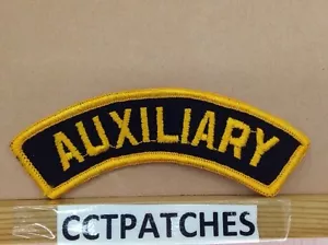 AUXILIARY POLICE ROCKER TAB ORANGE/SCHWARZ SCHULTERAUFNÄHER - Bild 1 von 2