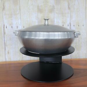 CHAFING DISH ON BLACK METAL STAND MADE IN INDIA - NEW BUT WITHOUT TAGS
