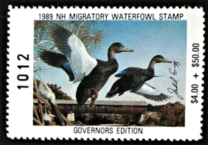 1989 New Hampshire ***Governor Edition*** Duck Stamp, #NH7b, $$$ Below Face $$$ - Picture 1 of 2