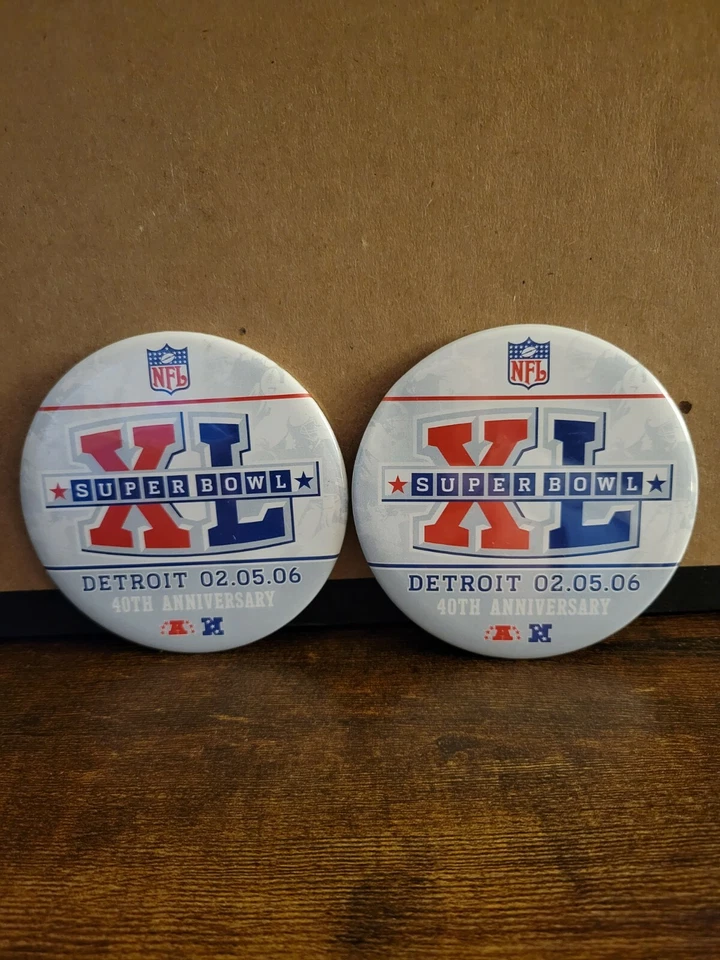Super Bowl XL oficial de la NFL Detroit 2006 40 aniversario 2x botones Steelers  Foto 1 de 1
