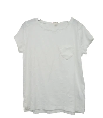 Crewcuts Kids Girl White Cotton Short Sleeve Heart Chest Pocket T-Shirt Size 10 - Image 1 of 4