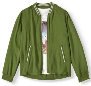NWT Girls 2 Pc Set Peplum Jacket & T-Shirt Olive Green Zip Up "Inspire" Tee  - Picture 1 of 4