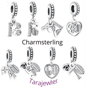 925 Sterlingsilber Geburtstag Hänger Charms 13. Geburtstag Geschenk für Armband UK - Bild 1 von 7