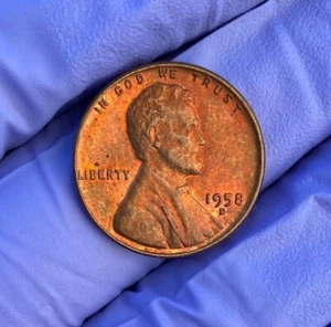 1958 D Lincoln Wheat centavo de Estados Unidos 1 c rojo rojo rojo rojo marrón RB centavo de Estados Unidos (r#a) - Imagen 1 de 2