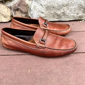 Johnston & Murphy Cort Bit Buckle Drivers Shoes Mens 11 M Brown Slip On Loafers - Picture 1 of 20