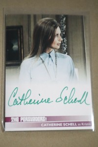 THE PERSUADERS TRADING CARDS CATHERINE SCHELL (CS1) GREEN INK AUTOGRAPH CARD 