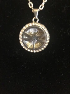 Dragon Fly Locket Use For Perfume Sponge Small Trinkets Silvertone Rhinestone - Picture 1 of 6