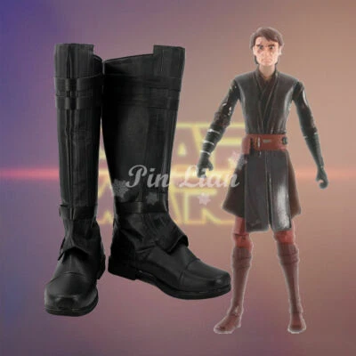 Star Wars Clone Wars Anakin Skywalker Botas Negras Zapatos Ficción Juegos con disfraces Disfraz。 Foto 1 de 4