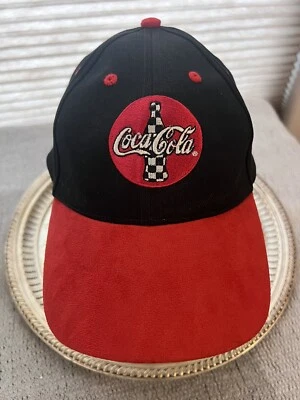 Gorra de béisbol Coca-Cola Nascar negra ala de gamuza roja sombrero ajustable estilo 4200 Foto 1 de 4