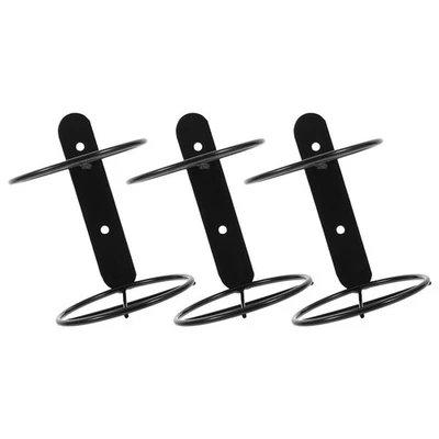  Portabottiglie da parete in ferro da 3 pezzi, portabottiglie da vino in ferro, - Immagine 1 di 4