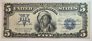 1899 $5 Indian Chief Large Size Silver Certificate Fr 280 Elliott/White VF+-XF - Picture 1 of 4