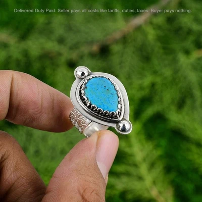 Anel de esposa empilhável Black Friday Sale prata esterlina natural Arizona turquesa - Imagem 1 de 4
