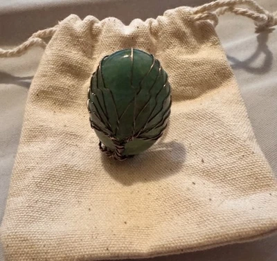 Nuevo - MindfulSouls - Anillo Árbol de la Vida Piedras Preciosas Aventurina Verde - Ajustable Foto 1 de 4