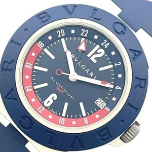 BVLGARI WATCH GMT BB40ATGMT ALUMINUM/TITANIUM AUTOMATIC WINDING DATE BLUE MEN'S - Picture 1 of 8