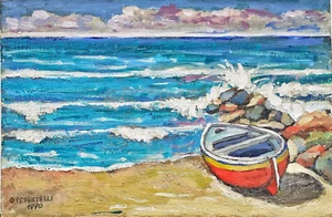 “MARINA TOSCANA” OLIO SU TAVOLA cm 30x20 (O.Ceppatelli) - Imagen 1 de 3