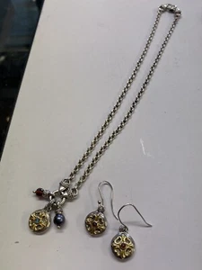 Scott Kay 18k Sterling Garnet Pearl Necklace and Matching Earrings - Picture 1 of 9