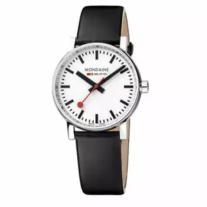 Mondaine Evo2 Black Leather 35mm Watch - Picture 1 of 6