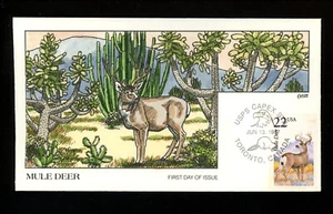 US FDC #2286//2335 / 2294 Collins Hand Painted HP 1987 ON Canada Mule Deer - Picture 1 of 2