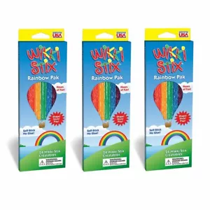 3 x Wikki Stix Rainbow Pack - Kid's Mess Free Travel Waxy Bendy Craft Sticks - Picture 1 of 5