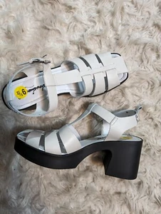 Free People Women's Pacific White Leather Platform Fisherman Sandals Sz 41 - Picture 1 of 7