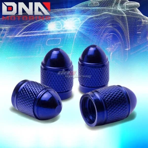 4X ALUMINUM METAL BLUE BULLET STYLE TIRE/RIM VALVE AIR PORT COVER STEMS CAP/CAPS - Picture 1 of 4