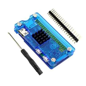 Raspberry Pi Zero W Blue Case with GPIO Header Pins and Heat Sink - Picture 1 of 2