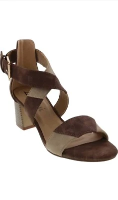 Bellini Parche Marrón Med Grueso Bloque Puntera Abierta Tacones EE. UU. 8 Foto 1 de 4