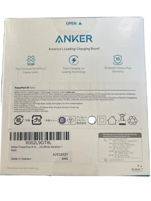 Anker PowerPort III 20W,Nano IQ3 USB-C FAST Wall Charger A2633, Sealed box,White - Image 1 of 4