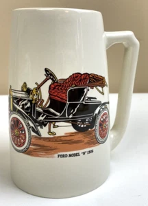 Vintage Hyalyn Pottery 641 Stein Mug Ford Model N 1906 Car Mancave Decor - Picture 1 of 14