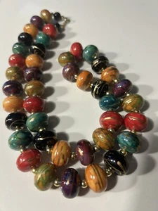 Vintage bunt bemalte Perlenkette bunt! - Bild 1 von 7