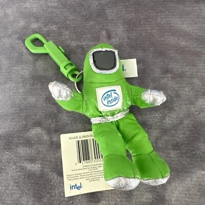 Intel Inside Pentium Spaceman Astronaut Plush Green Key Ring VTG 90s W/ Peeling - Image 1 of 4
