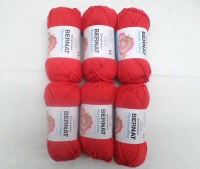 Bernat Handicrafter Yarn     Lot of (6)  1.75 Ounce Skeins       Red - Image 1 of 4