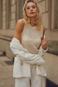 Haut gilet femme Free People Dylan taille M neutre 100 % viscose sans manches PRIX CONSEILLÉ : 64 £ ! - Photo 1/3