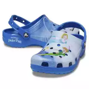 Zoccoli Nuovi con etichette Crocs Disney Parks PETER PAN Crocs Adulti m6/w8 m8/w10 - Foto 1 di 13