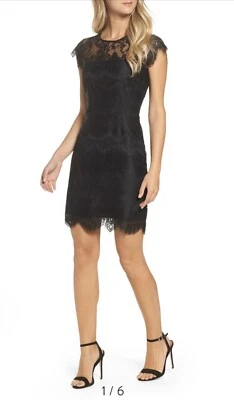 BB Dakota Women’s Jayce Black Lace Sheath Dress Size 0 Witchy Whimsigoth - Image 1 of 4