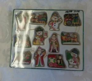 Ornamenti Natalizi Vintage 1991 Porcellana Set di 12 Dipinti a Mano 4 Articoli Diversi - Foto 1 di 12