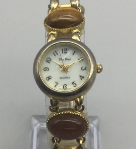 Vtg Pierre Nicol Scarab Watch Women 19mm Gold Tone MOP Dial New Battery 6.75" - Picture 1 of 15