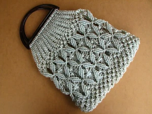 Knitted Bag Vintage Handmade Shopping Bag Plastic Shopper Purse Retro 1960s. - Picture 1 of 12