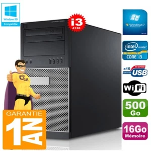 PC tour DELL 9020 Core I3-4130 RAM 16Go Disco 500 Go Grabador DVD Wifi W7 - Imagen 1 de 1