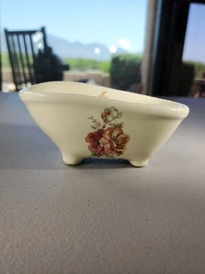 VB Athena California Pottery Soap Dish or Dollhouse Tub Bathtub Floral Primrose - Picture 1 of 7