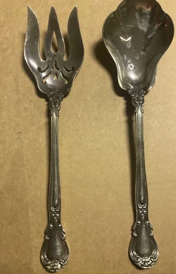 GORHAM MARCA ANTIGUA PLATA DE LEY 2 PIEZAS. JUEGO ENSALADA MÁS GRANDE QUE HACEN 10 1/4" FÓSFORO Foto 1 de 4
