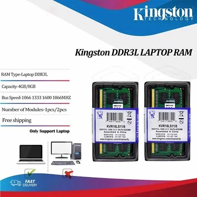 Kingston DDR3L 4GB 8GB 1333 1600 1866MHz Laptop SODIMM Memory RAM 204pin Lot New - Image 1 of 4