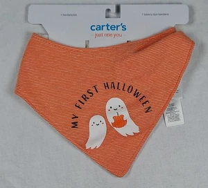 Carter's Just One You Striped Orange Bandana Bib "MY FIRST HALLOWEEN" Ghosts G1 - Picture 1 of 2