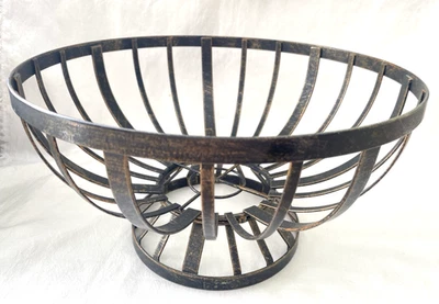 RUSTIC Metal Fruit Bowl with Rustic Metallic Finish  11”x6” - Image 1 of 4