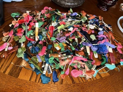 DMC EMBROIDERY FLOSS- MANY COLORS 100 SKIENS VARIOUS Basket COLORS Hoops - Image 1 of 4