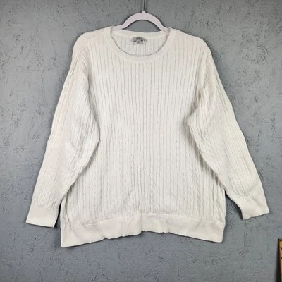 Suéter Kim Rogers Mujer 2X Blanco Tejido con Cable Pullover Cuello Redondo 100% Algodón Foto 1 de 4