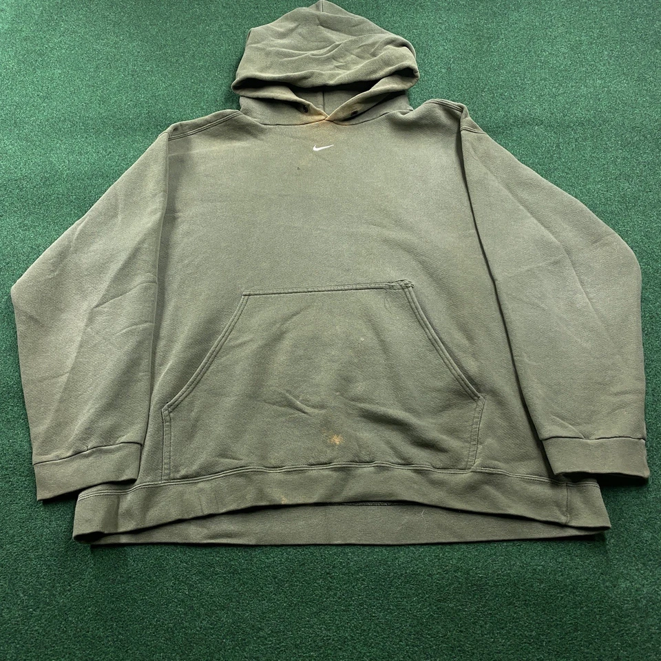 Sudadera con capucha vintage Nike Center Swoosh para hombre XL verde salvia descolorida 90S a cuadros Foto 1 de 4
