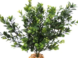 10" LG Dark Green BOXWOOD Plastic Plant, Stone Base, Lower Forty Farm, unique ha - Picture 1 of 8