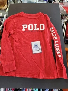 Boys Size Medium Long Sleeve Polo Ralph Lauren Red Shirt - Picture 1 of 6